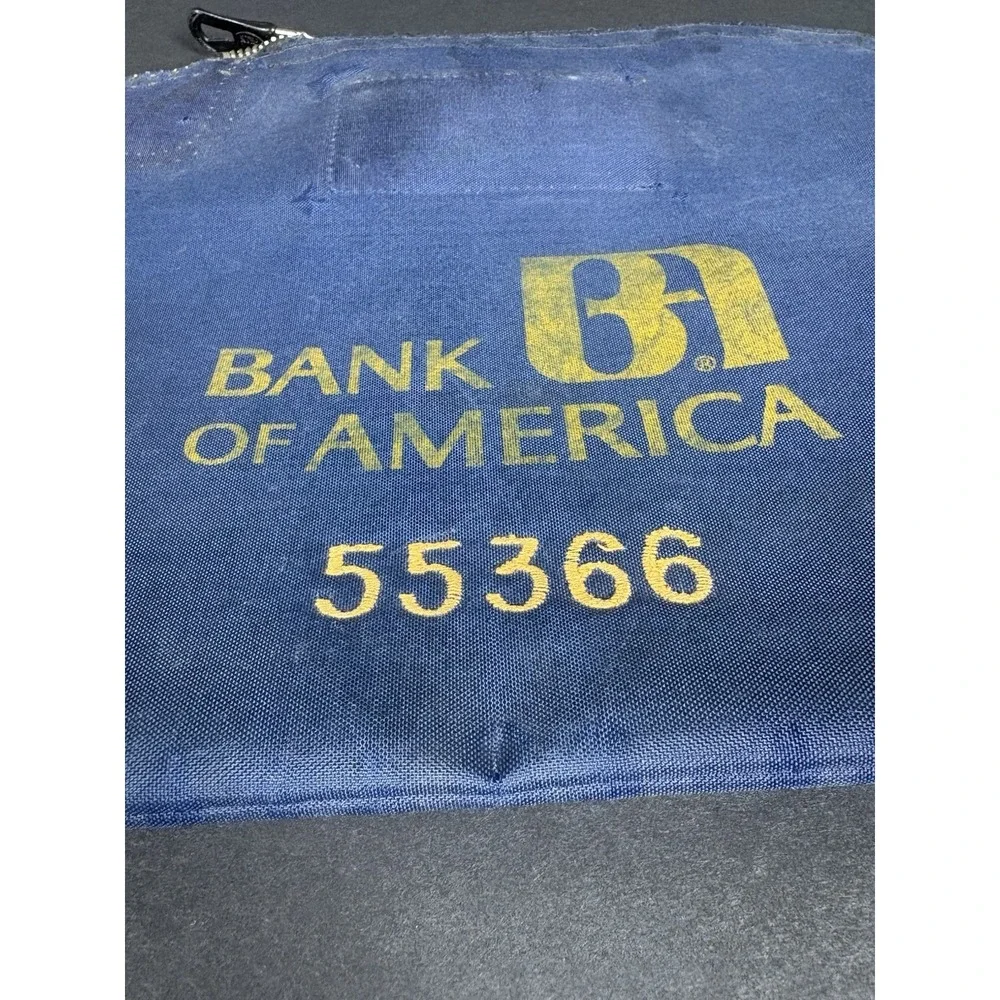 Vintage Bank of America Zippered Deposit Bag Cash Money Bag #55366 Blue